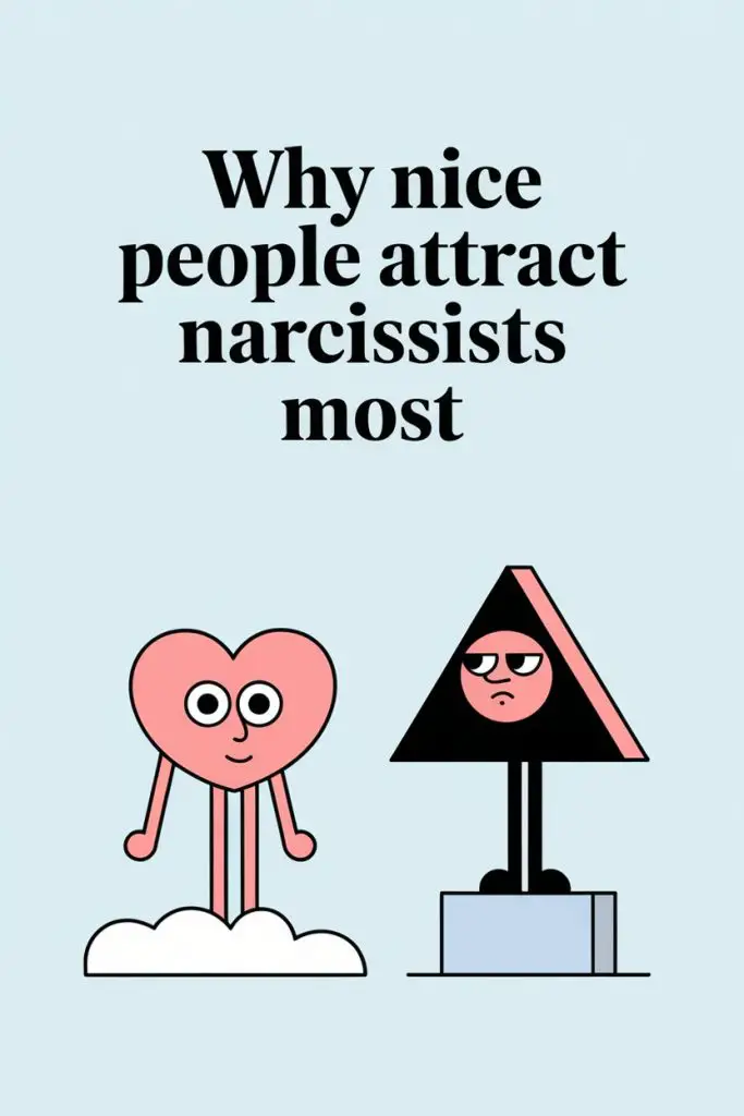 Why kind people attract narcissists explained through cartoon characters of kindness and narcissism.