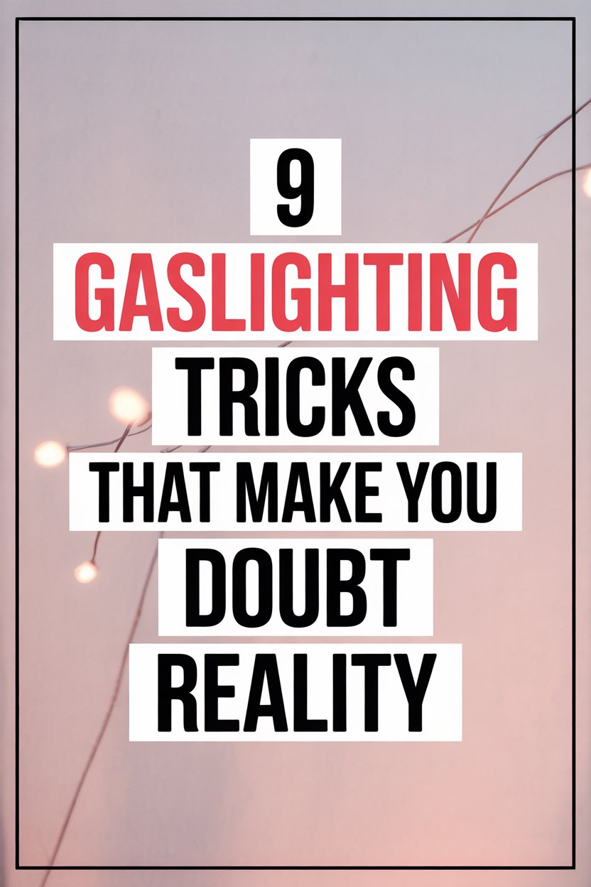 Motivational quote on gaslighting tricks to recognize manipulation and doubt reality.