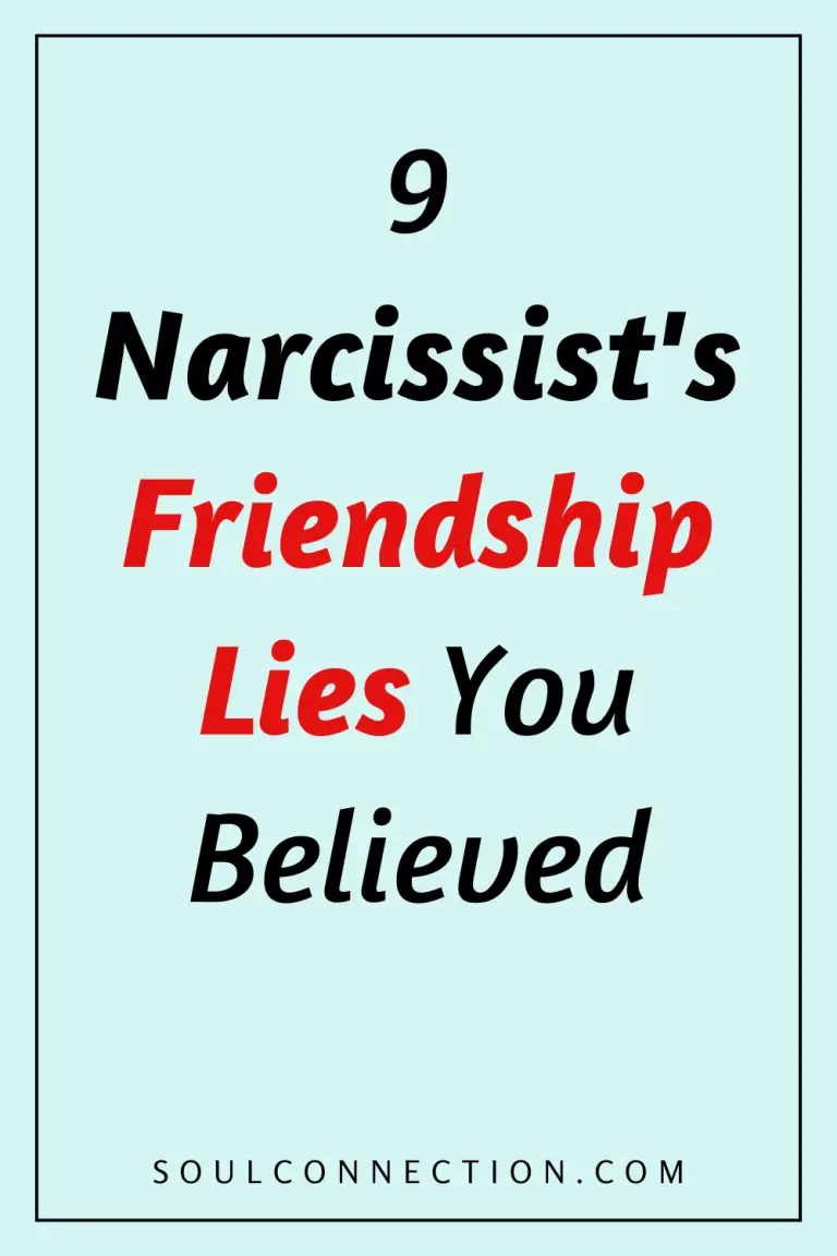 Motivational quote about narcissist friendship and lies on a light blue background.