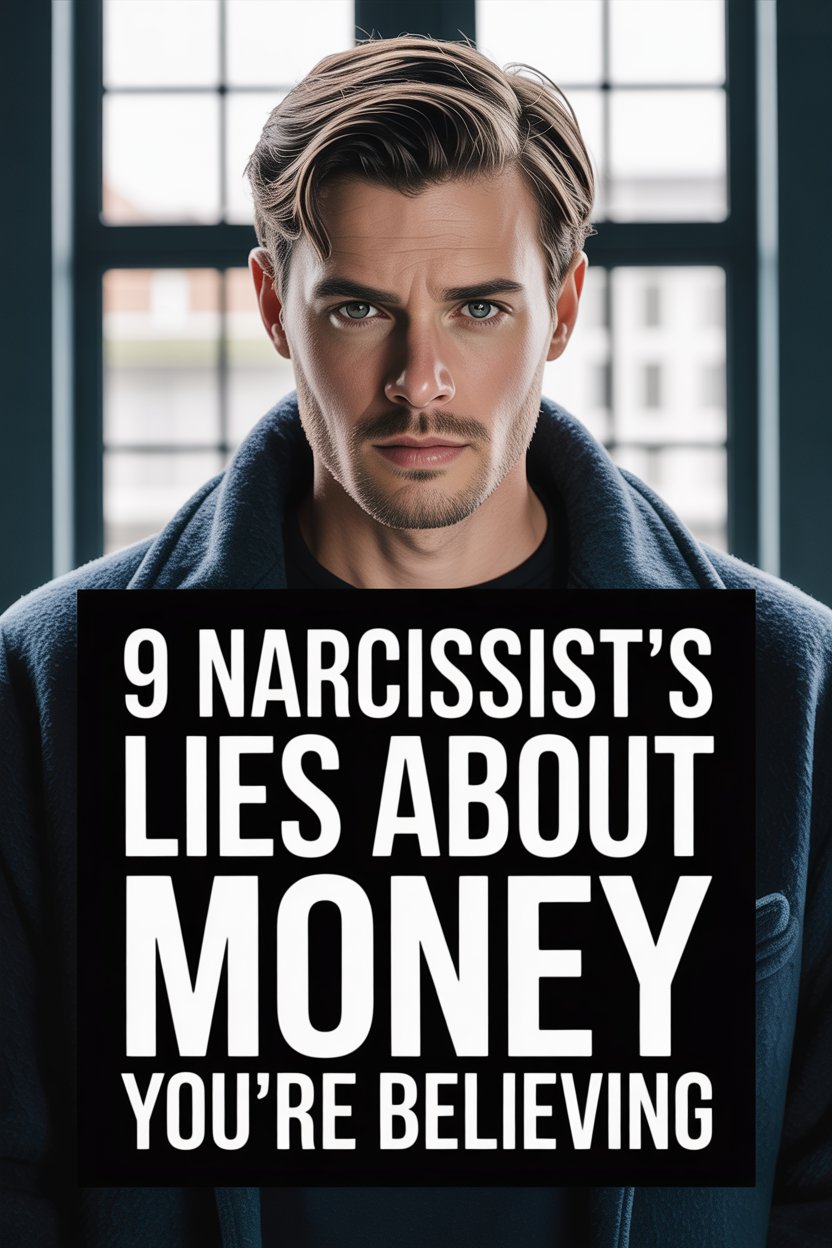 Portrait of a confident man highlighting narcissist money lies and financial manipulation warning.