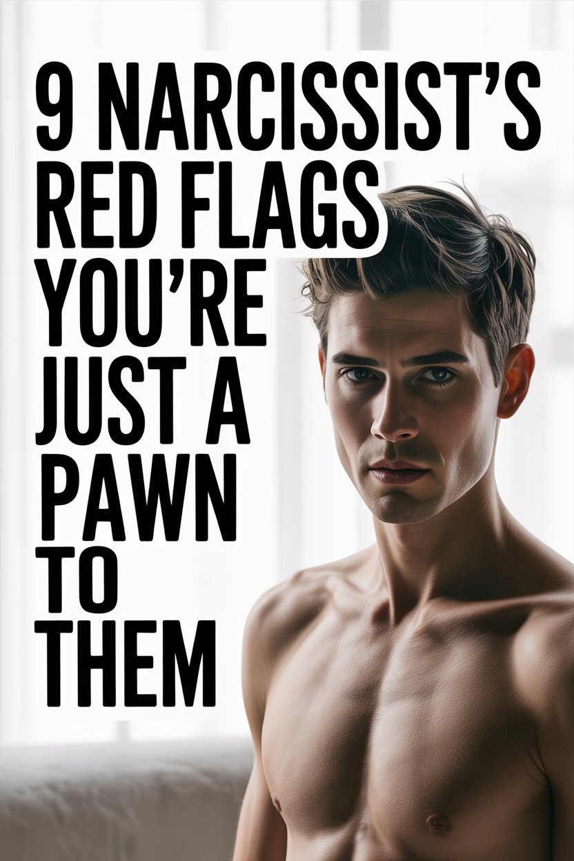 Shirtless man with intense gaze highlighting narcissist red flags and emotional manipulation warning signs.